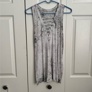 American Eagle Outfitters Gray Sleeveless Scoop Neck Tank Top